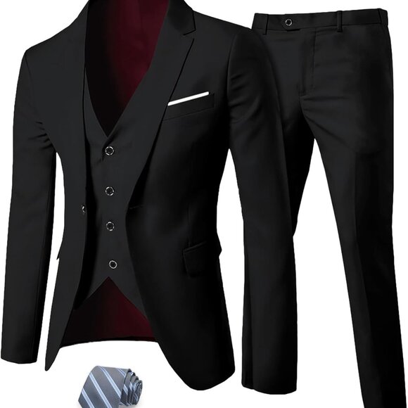 Other - Tailored Men's 3 Piece Suit - One Button Jacket, Vest, Pants & Complimentary Tie